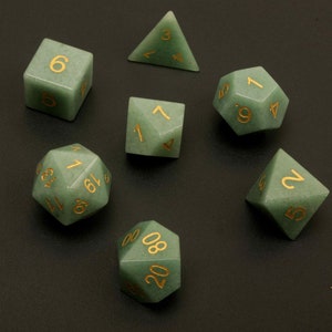 green aventurine engraved dnd dice set