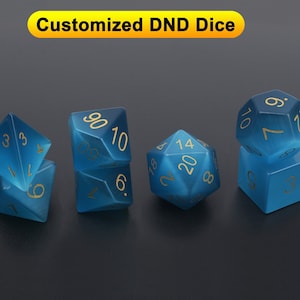 Set di dadi poliedrici con pietre preziose occhio di gatto blu DND