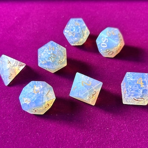 Dadi poliedrici in opale screpolato, set di dadi per D&D