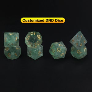 Full set Natural Green Fluorite Polyhedral Dice dnd dice set RPG game gemstone DND dice