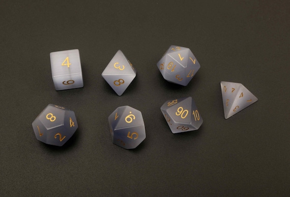 gray cat eye Gemstone Dice Polyhedral Dice DND Set