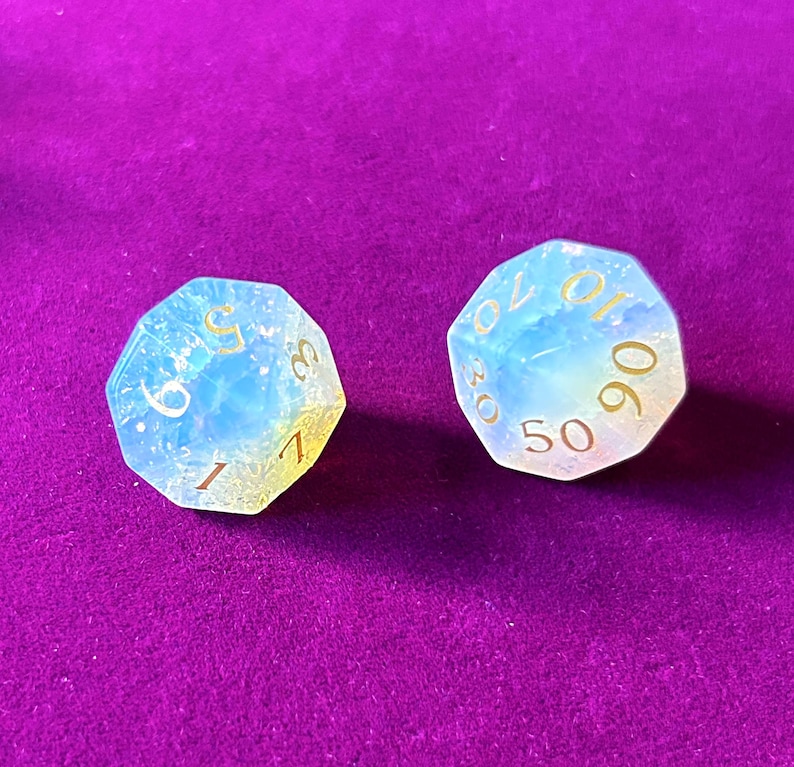 Opalite edelsteen dobbelstenen, veelzijdige D&D dobbelstenenset afbeelding 6