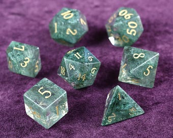 Moss glass Gemstone Dice Polyhedral Dice DND Set