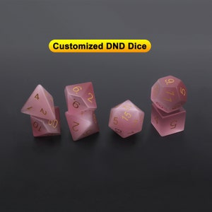 Pink cat eye Gemstone Dice Polyhedral Dice DND Set