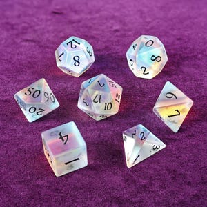 Dadi poliedrici in vetro dicroico satinato, set di dadi D&D