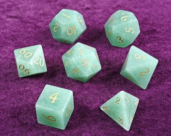 green aventurine Gemstone Dice Polyhedral Dice DND Set
