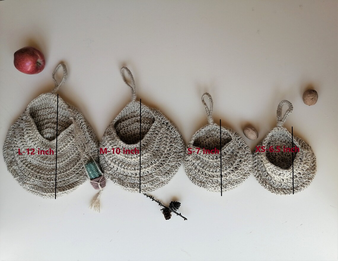 Set of 4 Crochet hanging basket Hanging fruit basket boho Etsy