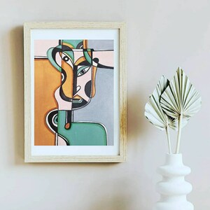 Abstract, Living Room Art, Cubist original painting, Contemporary Art, Minimal Modern Art, Face Abstract, twin