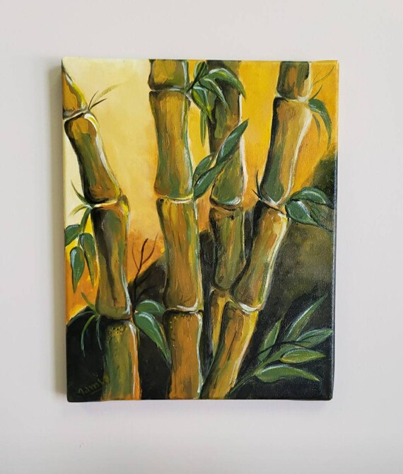 Bamboos Bamboo Groove Modern Abstract Art Earthen Colours Etsy