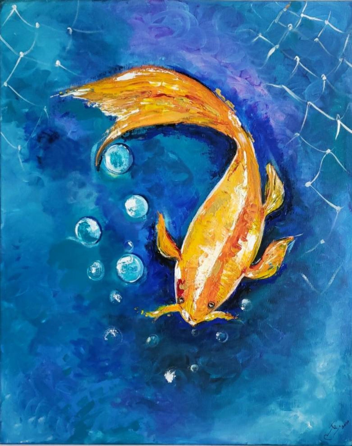 Koi Fish Good Luck fortune Original Acrylic Koi Fish Etsy