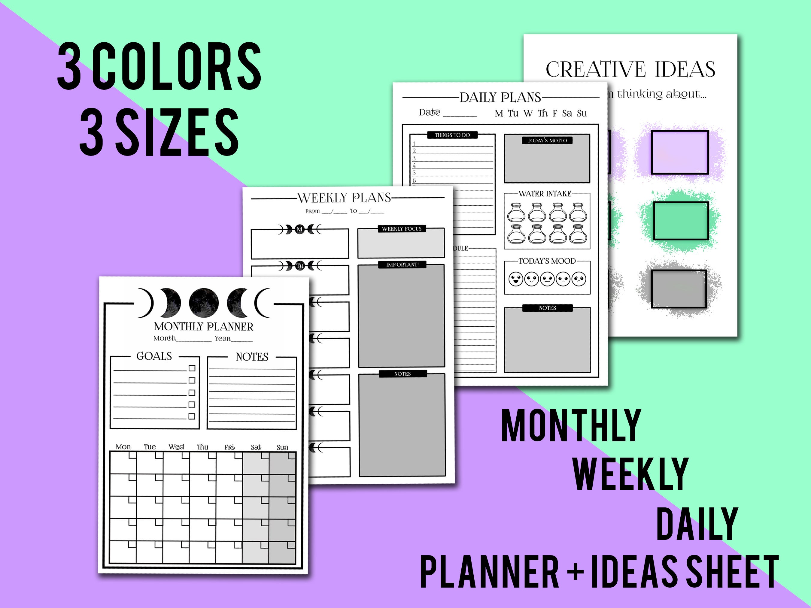 Pastel Printable and Editable PDF Planner Set, Monthly, Weekly and ...