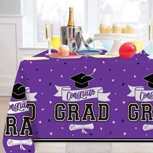 Graduation Decorations Class of 2026, 2 pcs Graduation Tablecloths Congrats Grad Disposable Plastic Table Covers for College