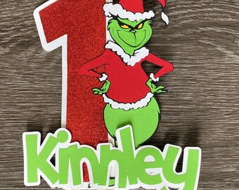 Grinch Party the Grinch Cake Topper Grinch Birthday Party - Etsy