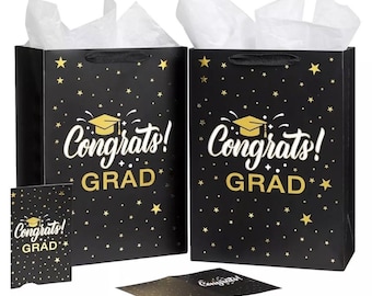 2 grandes pochettes cadeaux de fin d'études de 13 pouces, papier de soie pour lycée 2024, collège, université, sac cadeaux pour diplômés