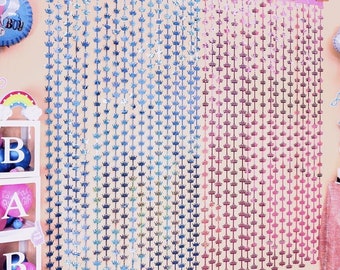 Décorations révélatrices de genre, paquet de 2 accessoires pour photomaton en forme de couronne, toiles de fond révélatrices de genre, franges rose et bleue
