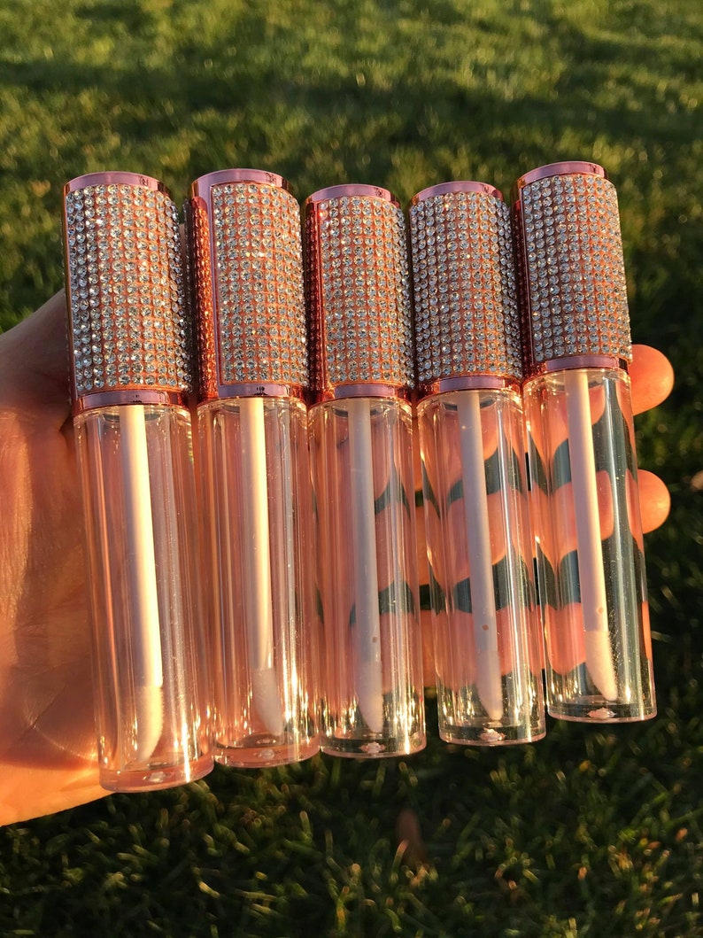 5ml Rose Gold Caps With Rhinestones Lip Gloss Thick Wall Round Etsy