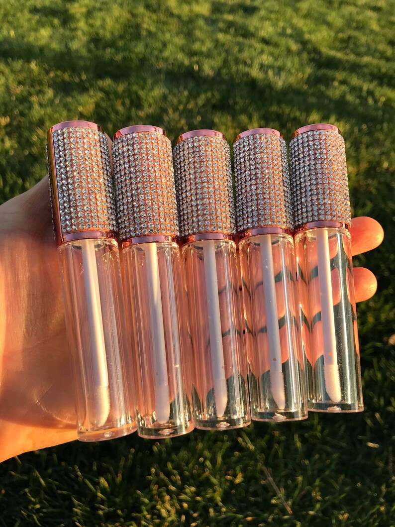 5ml Rose Gold Caps With Rhinestones Lip Gloss Thick Wall Round Etsy