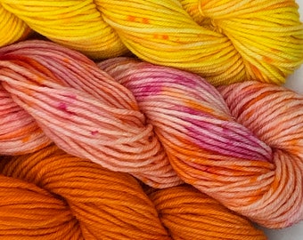 Hand Dyed 3 Mini Skeins Set Marigolds Yarn Bundle 75 Superwash Merino 25 Nylon Indie Dyer