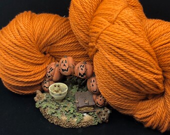 Hand Dyed Aran Yarn 3ply 100 NonSuperwash Merino Extrafine Pumpkin Spice Indie Dyer Fall Orange