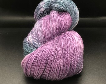 Hand Dyed Lace Weight  Twisted Jumble 2 ply 75 Superwash Merino 25 Mulberry Silk Indie Dyer Soft Beautiful