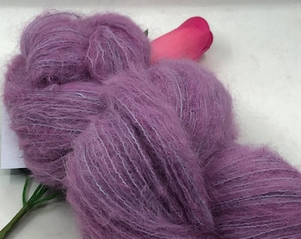 Hand Dyed Lace Weight Yarn Antique Pink Rose Baby Alpaca Mulberry Silk Indie Dyer Gorgeous Halo Luxurious Blend