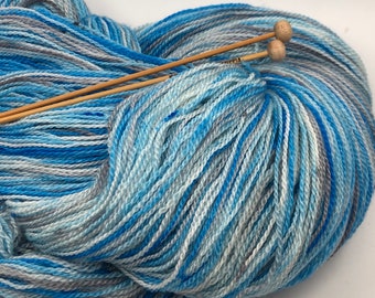 Hand Dyed Lace Weight Winter Sky 2 ply 75 Superwash Merino 25 Mulberry Silk Indie Dyer Soft Beautiful Blue Gray