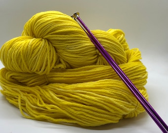 Hand Dyed Worsted Yarn Pale Yellow 4 ply Non Superwash Merino Wool