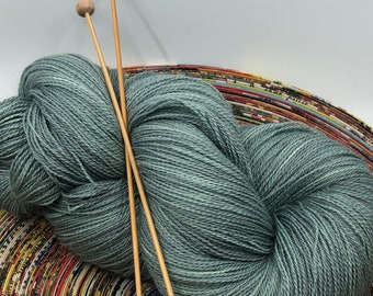 Hand Dyed Yarn Laceweight Baby Alpaca Mulberry Silk Antique Green Soft Indie Dyer
