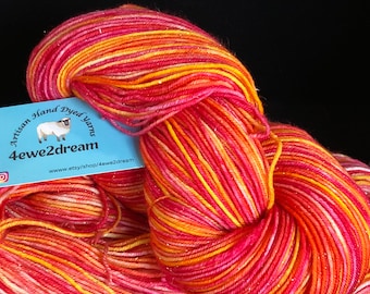 Hand Dyed Sparkling Yarn Daybreak Sugar Sparkle 4 ply Sock Yarn Indie Dyer