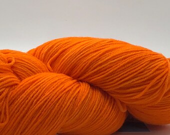 Hand Dyed 4ply Sock Yarn Orange 75 Superwash Merino 25 Nylon 440 Yards Indie Dyer