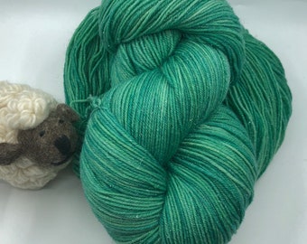 Hand Dyed Sparkling Yarn Forest Meadow Sparkle 4 ply Sock Yarn Indie Dyer