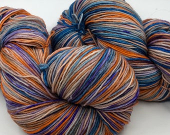 Hand Dyed Sock Yarn 4ply Monster Mardi Gras 75 Superwash Merino 25 Nylon 430 Yards Indie Dyer