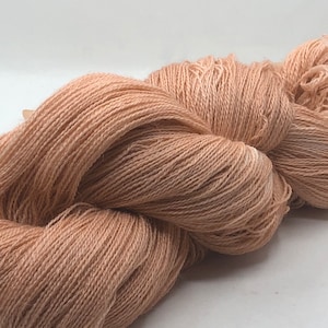 Hand Dyed Yarn Laceweight 100 Baby Alpaca Soft Peach Blossom Indie Dyer