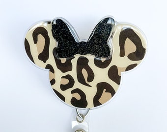 FLASH SALE!! Leopard Minnie Mouse Inspired Badge Reel