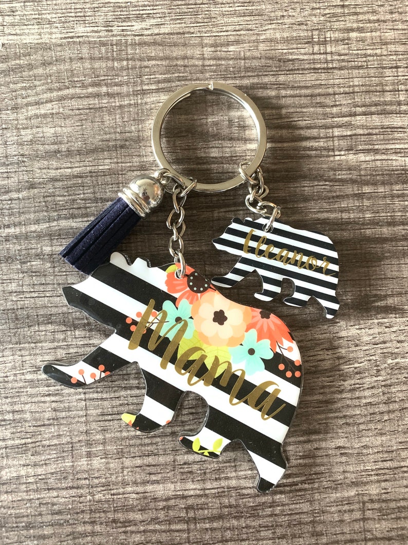 Download Custom Mama Bear with Cub Acrylic Keychain Many Options ...