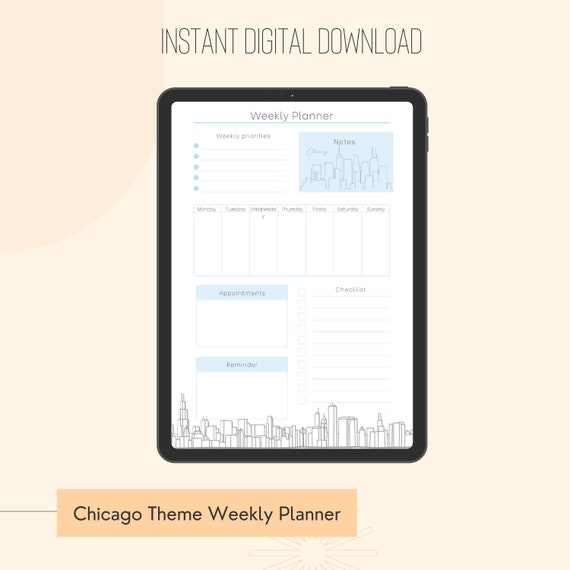 Chicago Theme Weekly Planner Template Printable Weekly to Etsy