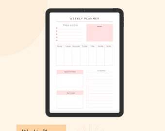 Weekly Planner Template | Printable Weekly To Do List | Printable Agenda & Organizer | Weekly Planner A5/A4/Letter