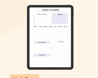 Weekly Planner Template | Printable Weekly To Do List | Printable Agenda & Organizer | Weekly Planner A5/A4/Letter | Digital Planner