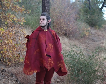 Ręcznie malowana peleryna z liści fantasy na LARP-y i festiwale renesansowe