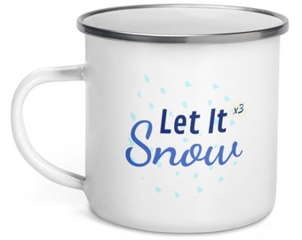 Christmas Mug, Holiday Christmas Mug, Let It Snow Campfire Mug, White Campfire Mug, Secret Santa Gift, Holiday Coffee Mug, Holiday Christmas