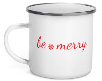 Christmas Mug, Be Merry Mug, Campfire Coffee Mug, Winter Mugs, Christmas Gifts, Hot Cocoa Mug, Secret Santa Gift, Holiday Coffee Mug