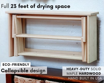 Wall Mounted Clothes Drying Rack, Laundry Room Storage, USA Made