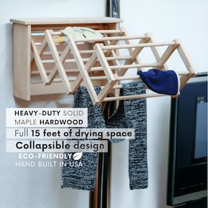 Large Sturdy Clothes Drying Rack for Laundry Drying Rack for Clothes Wood Indoor or Outdoor Drying Rack Wood Clothes Hanger for Laundry Room