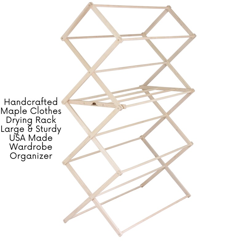 XXL Solid Wood Clothes Drying Rack, 47 Ft Capacity, American Made - Etsy