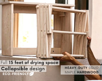 Large Wood Clothes Drying Rack: Sturdy Indoor/Outdoor Laundry Hanger
