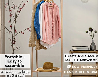 Maple Wood Clothing Rack, Freestanding Garment Rack, USA Made
