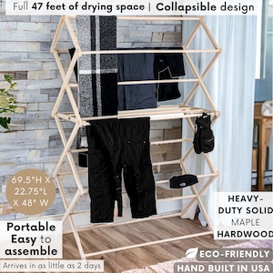 XXL Sturdy Wood Drying Rack, Clothes Drying Rack for Laundry Drying Rack for Clothes Wood Clothes Hanger Rack Clothing Dryer,Laundry Hanging