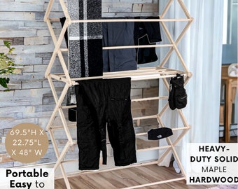 XXL Solid Wood Clothes Drying Rack, 47 ft Capacity, American Made
