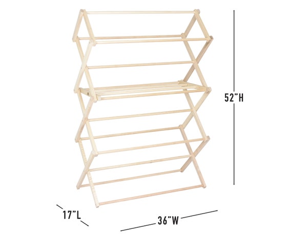 Large Clothes Drying Rack  Amish 52 inch tall indoor folding rack