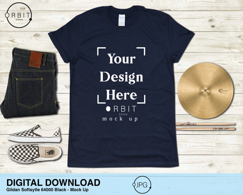 Download Gildan Softstyle 6400 Navy Tshirt Mockup Flatlay Shirt | Etsy